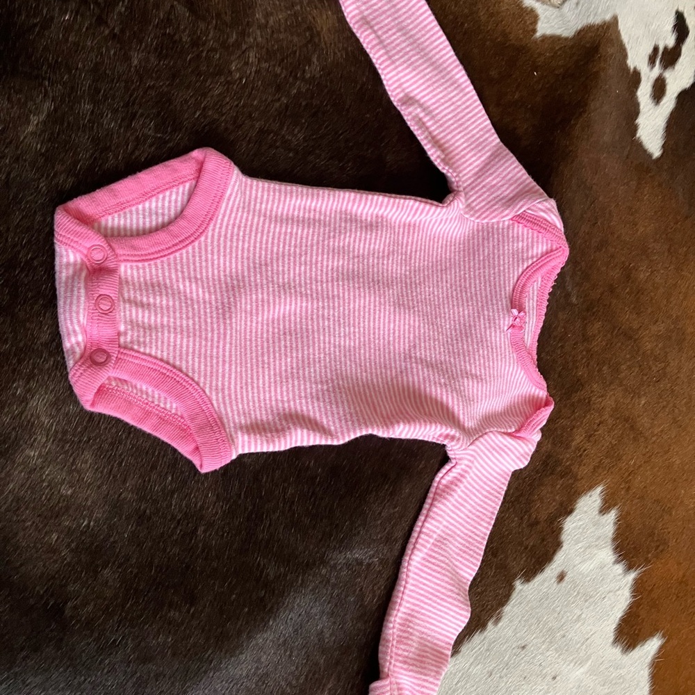 Simple Pink Long-Sleeve Bodysuit One Piece